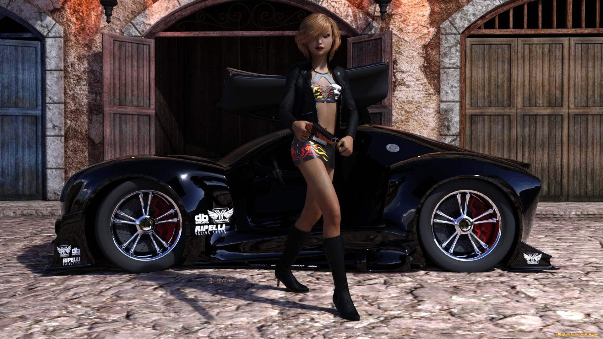 , 3d car&girl, , , , 